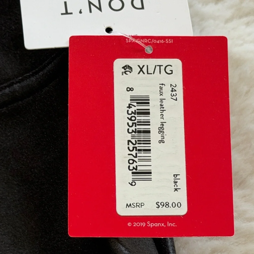 NWT SPANX Black Faux Leather Leggings Size XL - Picture 7 of 8
